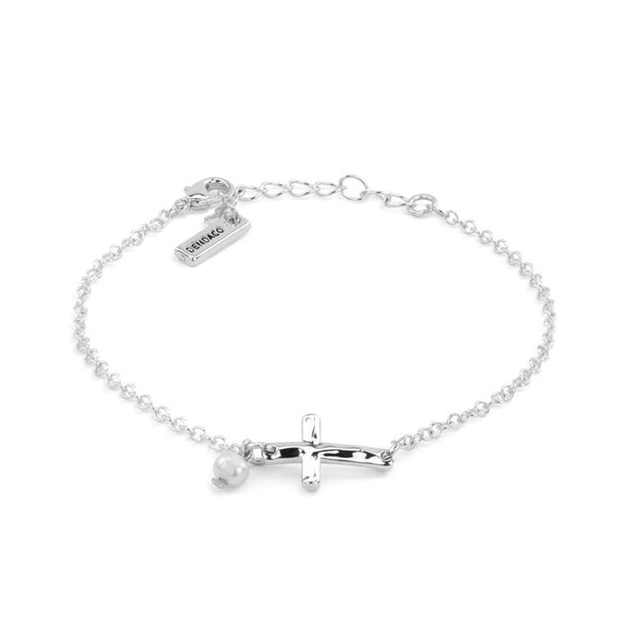 Bracelet with Dainty Cross Silver