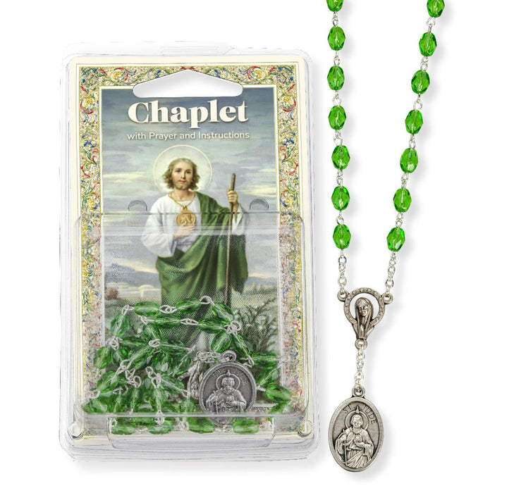 ST JUDE - DELUXE CHAPLET - GREEN GLASS BEADS