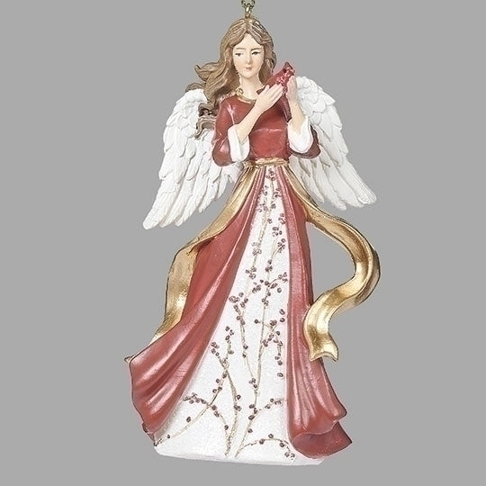 Ornament 4.5" High Angel With Cardinal