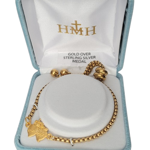 Bracelet Gold Over Sterling Sacred Hearts Adjustable