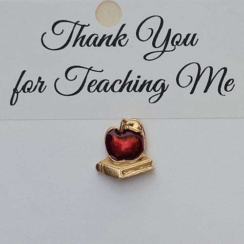 Lapel Pin "Thank you for Teaching Me" Red Enamel Apple