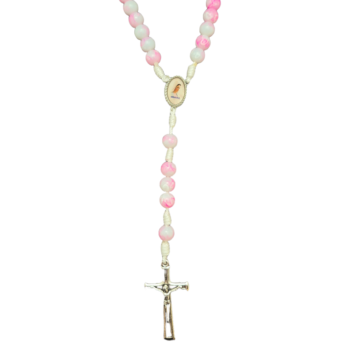 Rosary From Medjugorje Pink Marbleized Beads