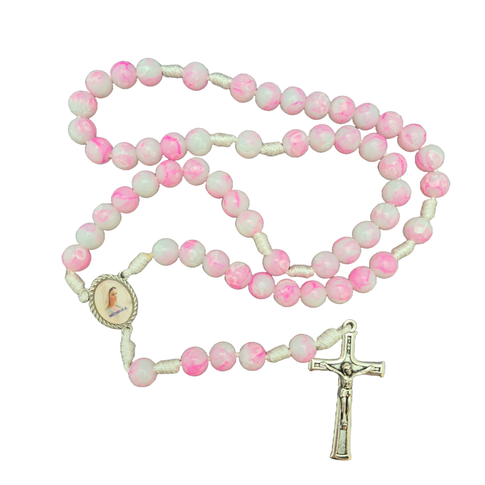 Rosary From Medjugorje Pink Marbleized Beads