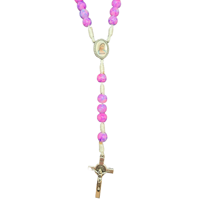Rosary From Medjugorje Magenta Marbleized Beads