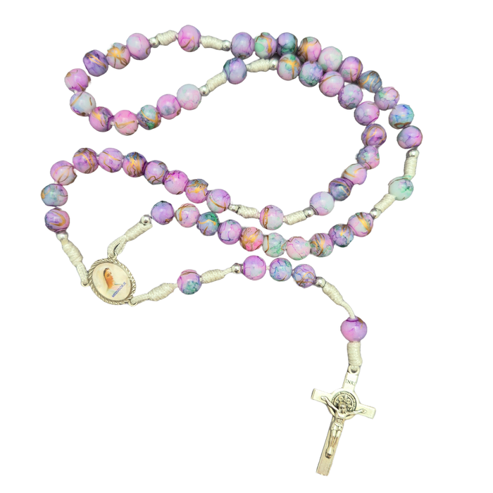 Rosary From Medjugorje Purple Marbleized Beads