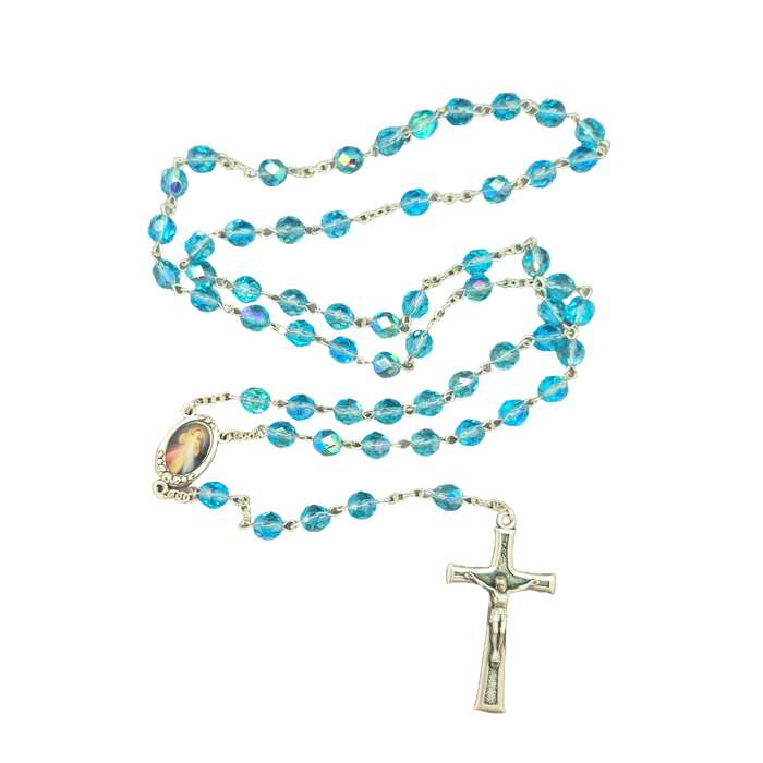 Rosary From Medjugorje Aqua Blue Beads