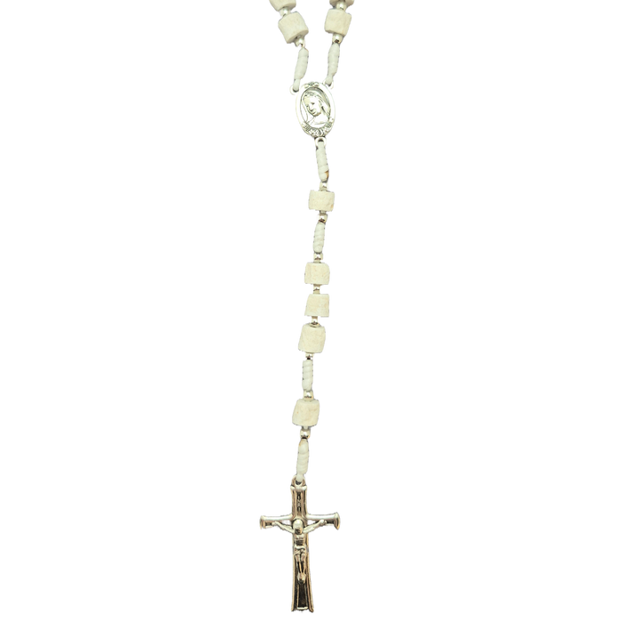 Rosary Medjugorje Stone Beads White Cord