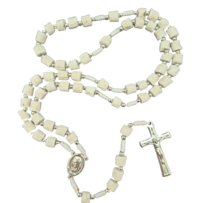 Rosary Medjugorje Stone Beads White Cord