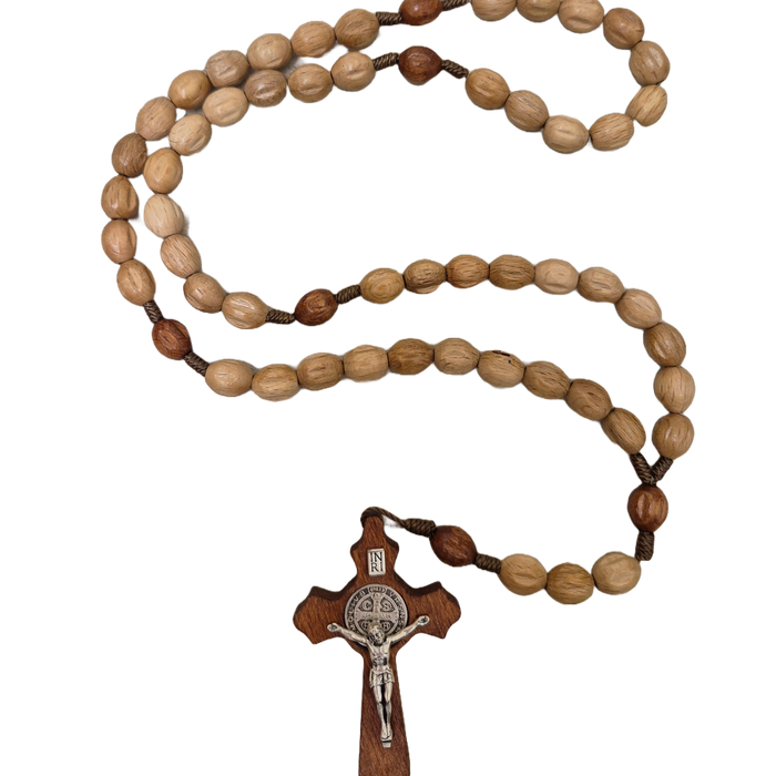 Rosary From Medjugorje Large Light Wood Beads and Crucifix