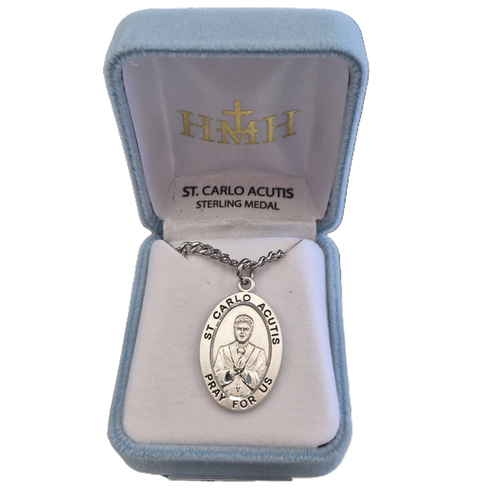 St Carlo Acutis Sterling Silver Medal on 24" Chain