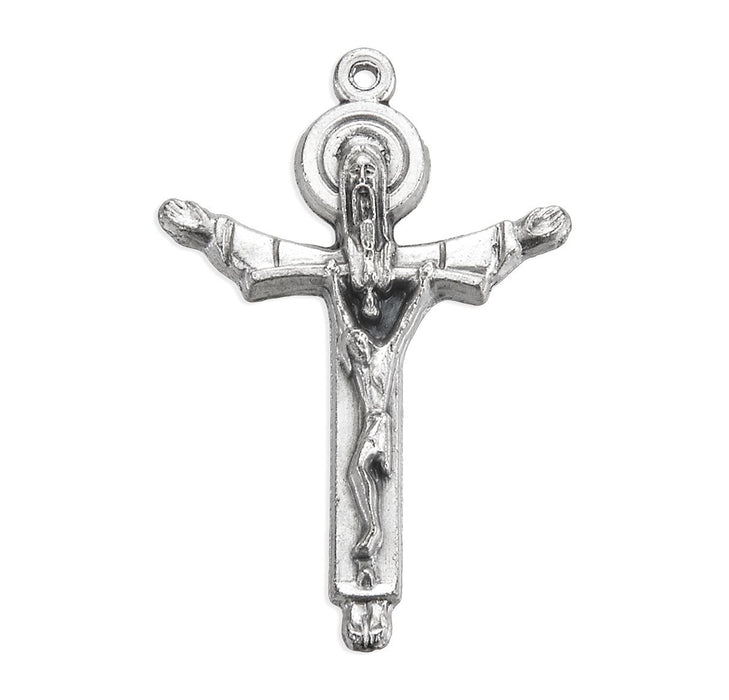 CRUCIFIX MEDAL - TRINITY - 1.5" SILVER TONE