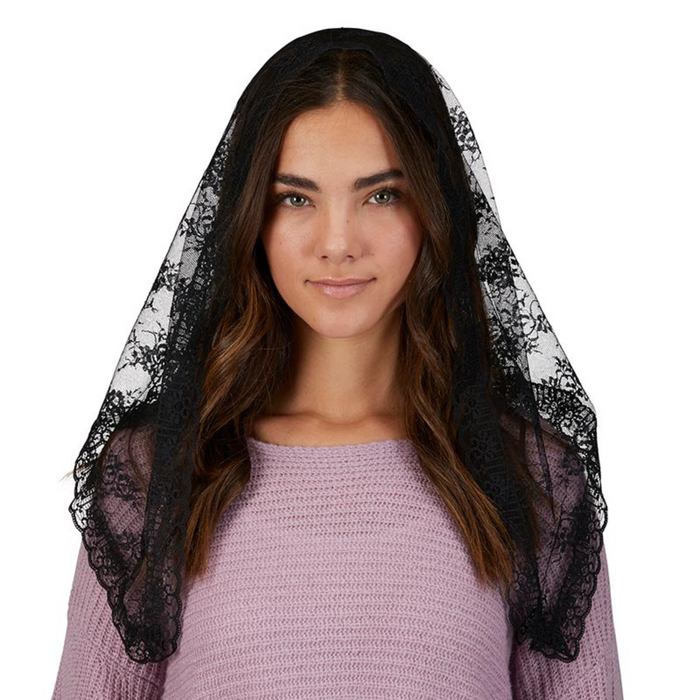 CHAPEL VEIL - BLACK LACE - TRADITIONAL