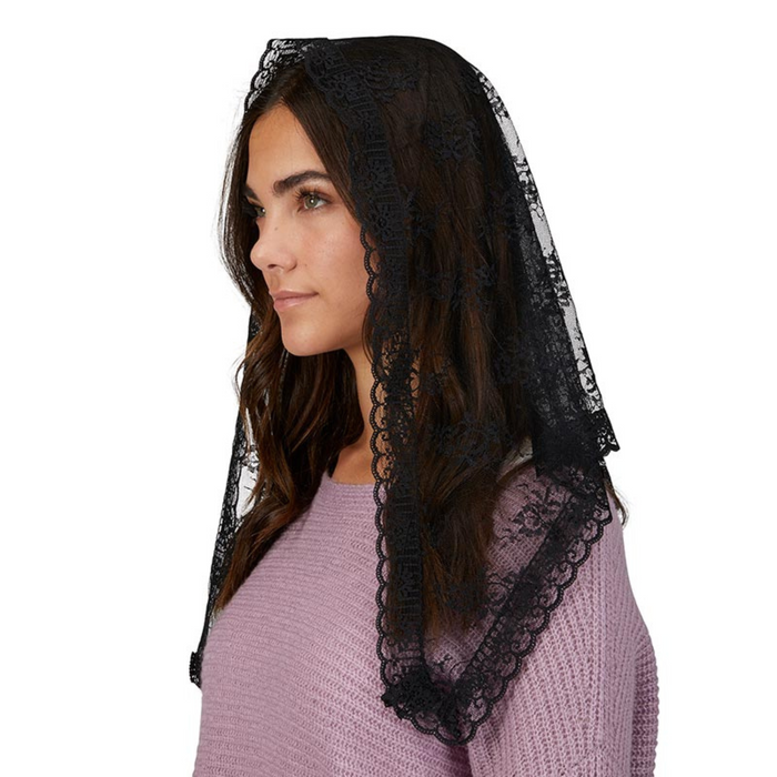 CHAPEL VEIL - BLACK LACE - TRADITIONAL