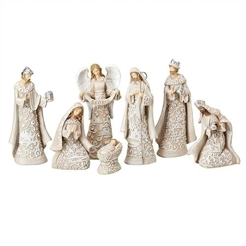 Nativity Set 7.5" White Paper Cut Style 7 Pieces