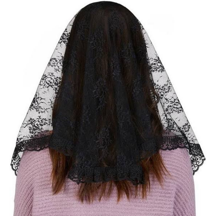 CHAPEL VEIL - BLACK LACE - TRADITIONAL