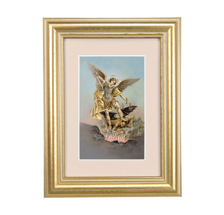 St Michael Cream Matte  5.25" x 6.75" Gold Leaf Frame