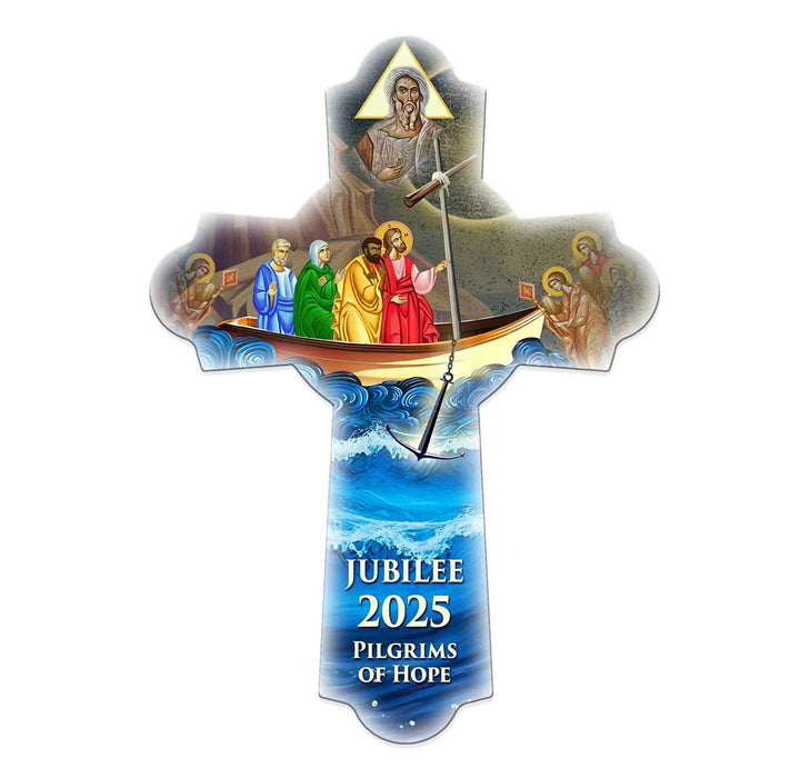 Wooden Wall Cross 9.5" Jubilee Year Pilgrims of Hope