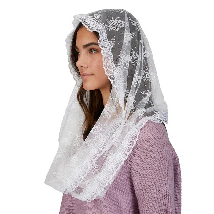 CHAPEL VEIL - WHITE LACE - INFINITY