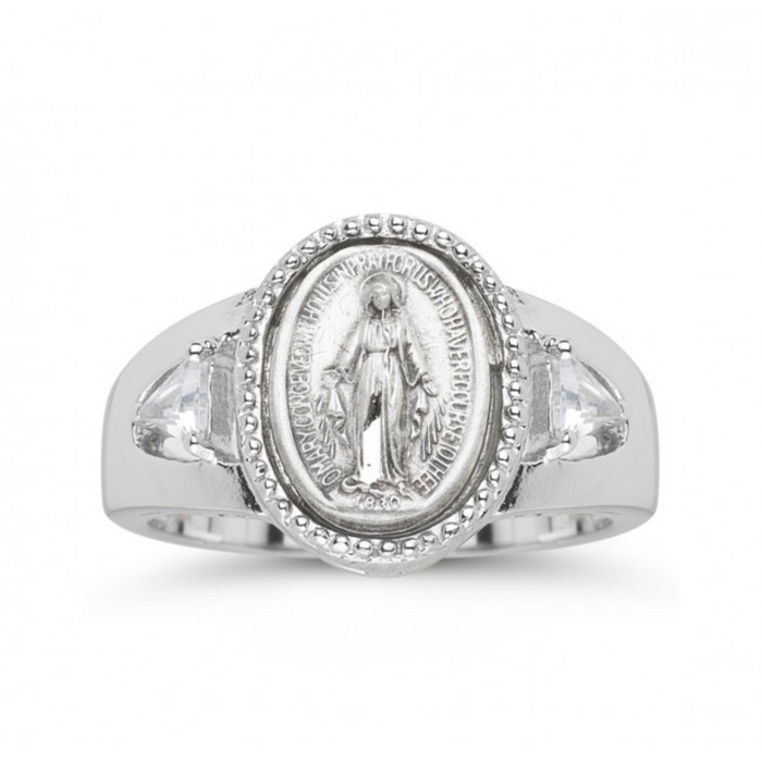 Ring Sterling Silver and CZ Framed Miraculous Size 6