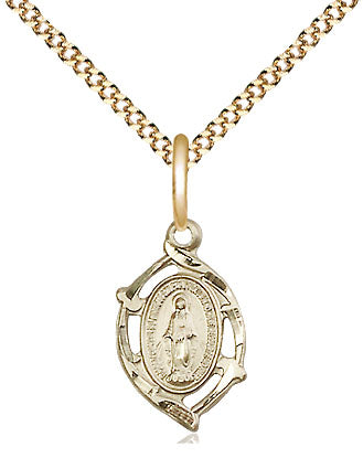 Miraculous Medal 14Kt Gold Filled on a 13" Gold Plate Chain