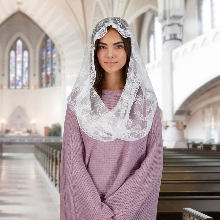 CHAPEL VEIL - WHITE LACE - INFINITY