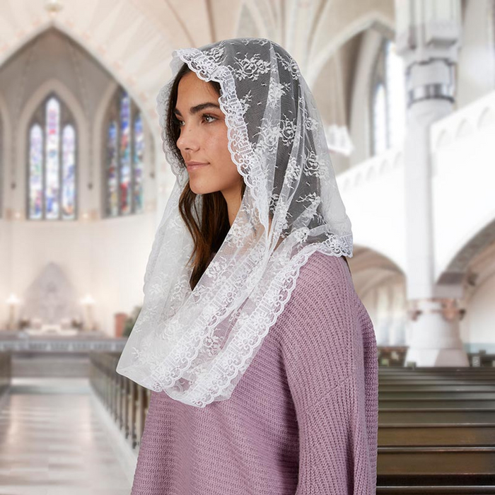 CHAPEL VEIL - WHITE LACE - INFINITY