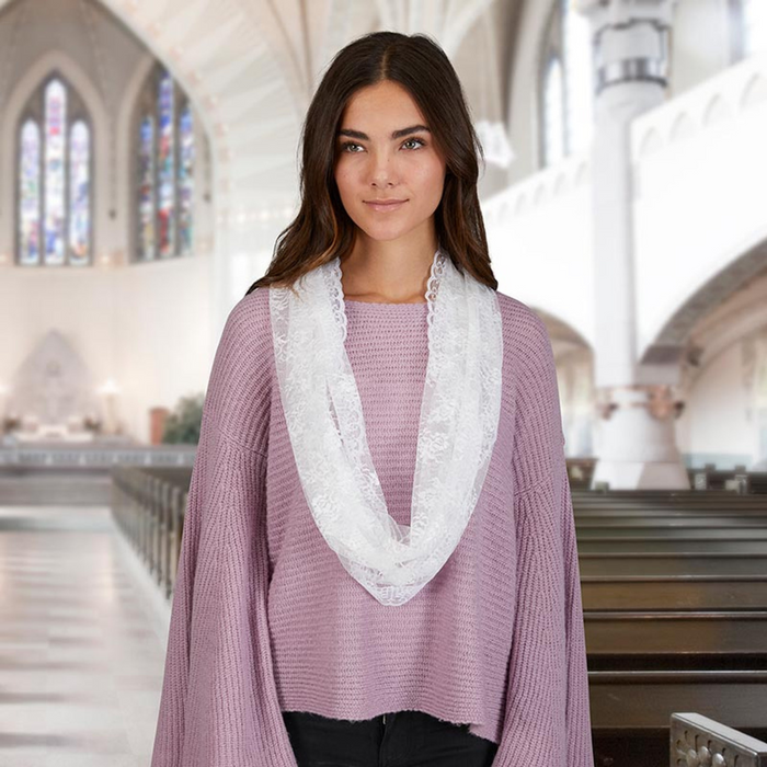 CHAPEL VEIL - WHITE LACE - INFINITY