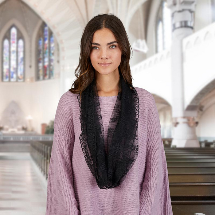 CHAPEL VEIL - BLACK LACE - INFINITY