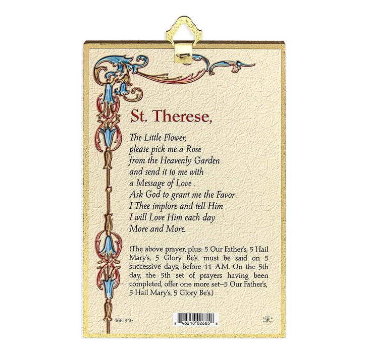 St Therese 4" x 6"  Gold Foil Mosaic Plaque