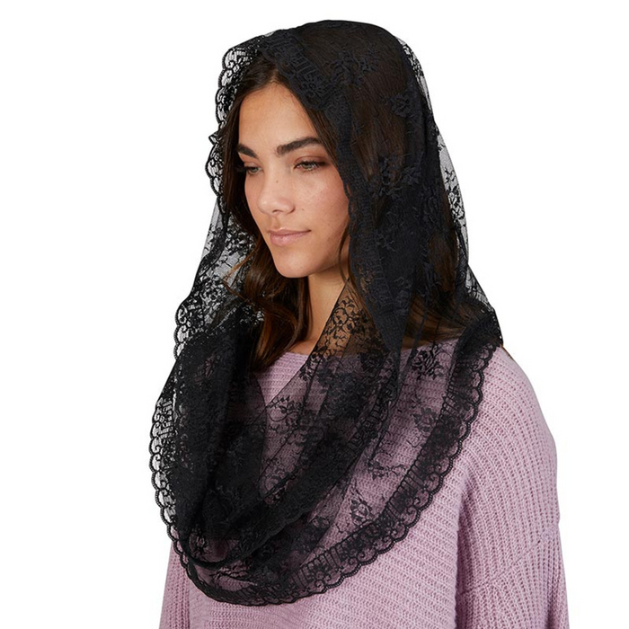 CHAPEL VEIL - BLACK LACE - INFINITY