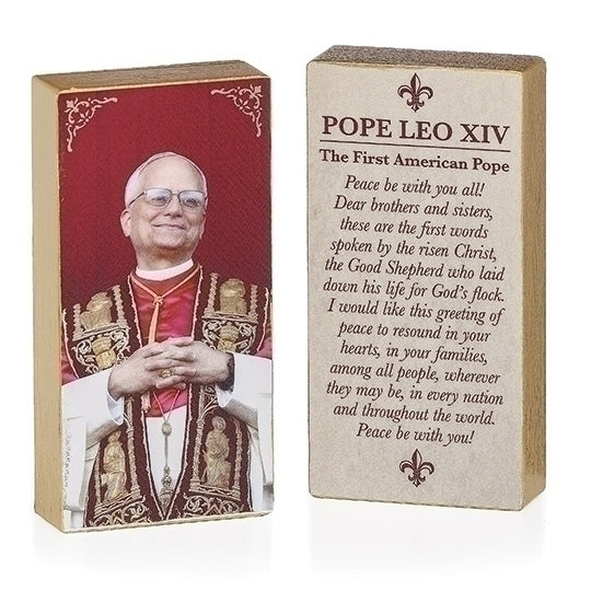 Pope Leo XIV Art Block with Prayer on Back