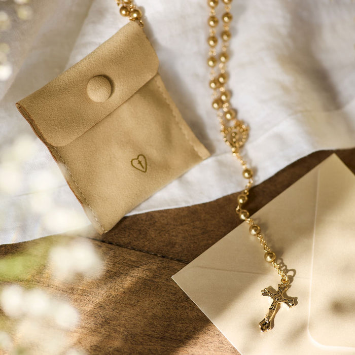 Gold Rosary and Pouch Set