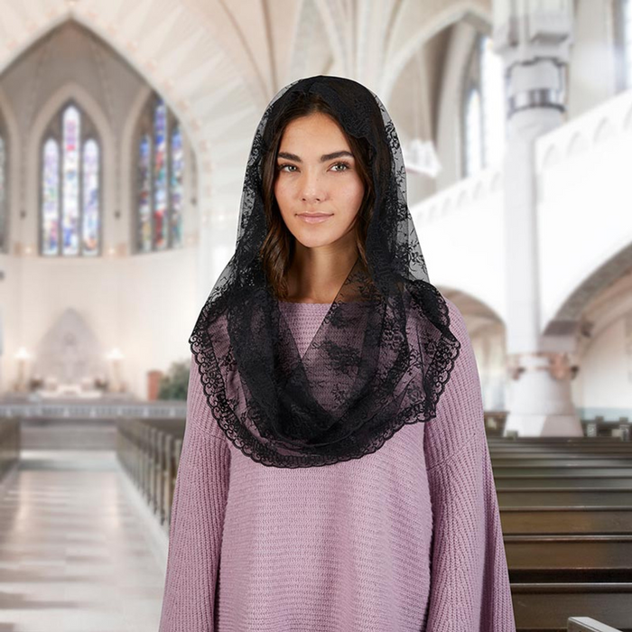 CHAPEL VEIL - BLACK LACE - INFINITY