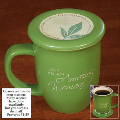 MUG - "AMAZING WOMAN"- LID/COASTER