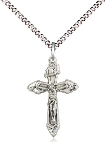 Crucifix Bright Cut Tips Sterling Silver on 18" Chain