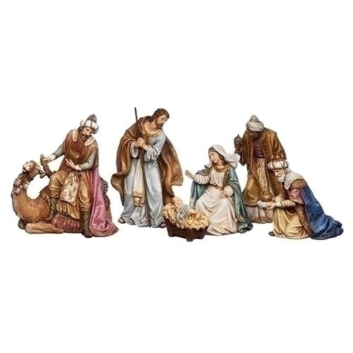 Nativity 6 Piece Set 8.5" High Colorful with King on Camel
