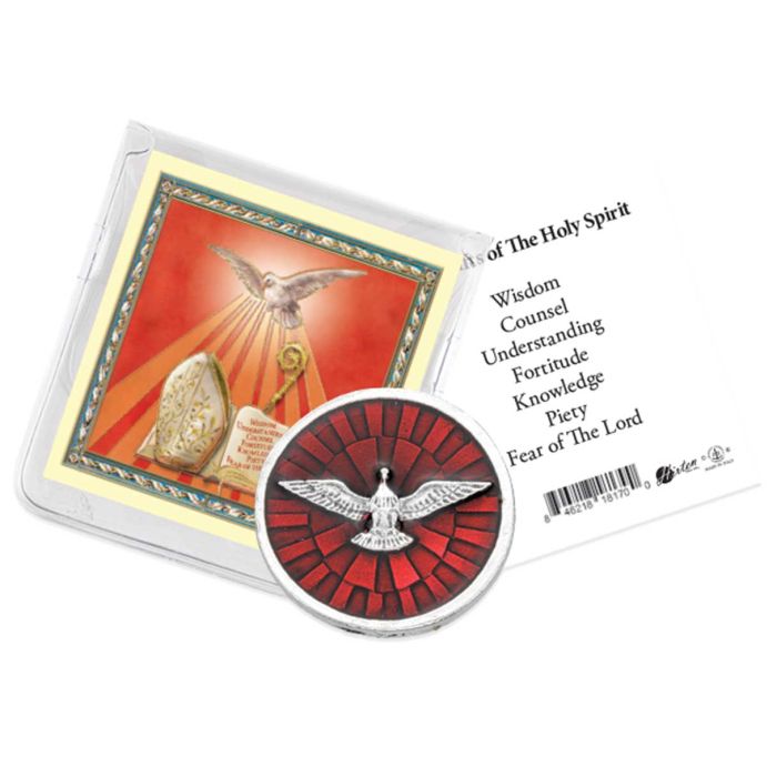 Confirmation Coin Gifts of the Holy Spirit with Red Epoxy