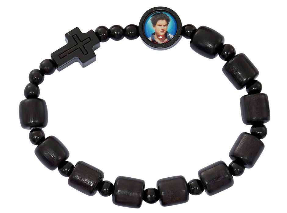 St Carlo Acutis Black Wood Bead Bracelet