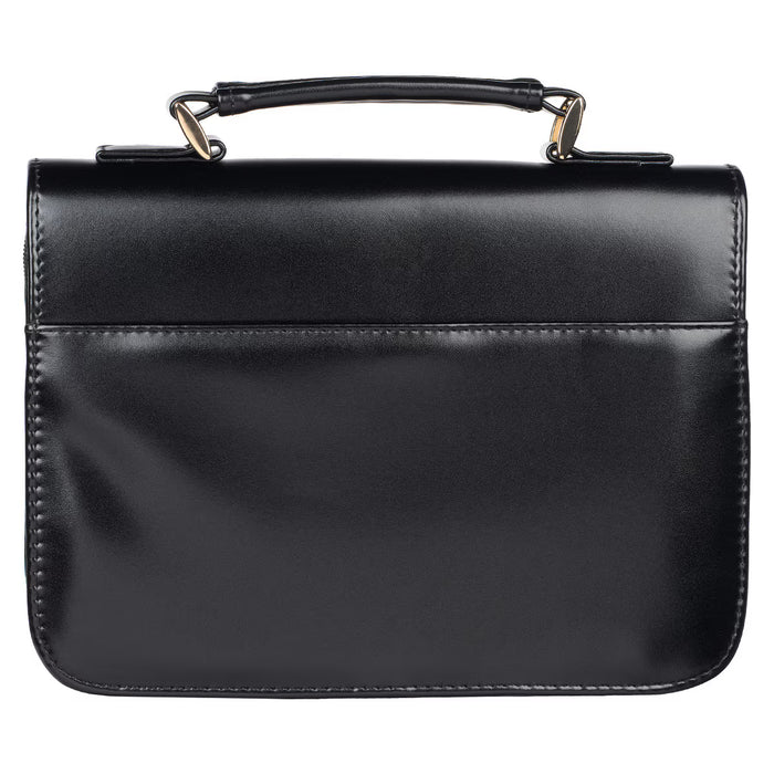 Bible Cover (M) "Blessed" Black Croc Faux Leather