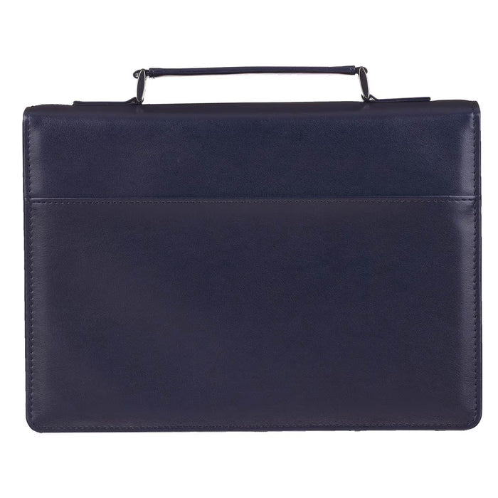 Bible Cover (M) "Trust in the Lord" Blue Botany Faux Leather
