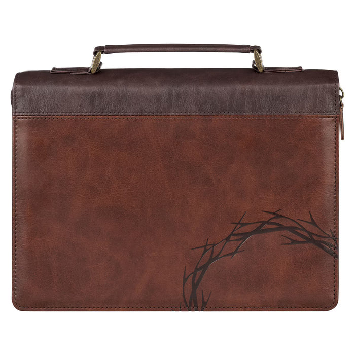 Bible Cover (M) Crown of Thorns Brown Faux Leather