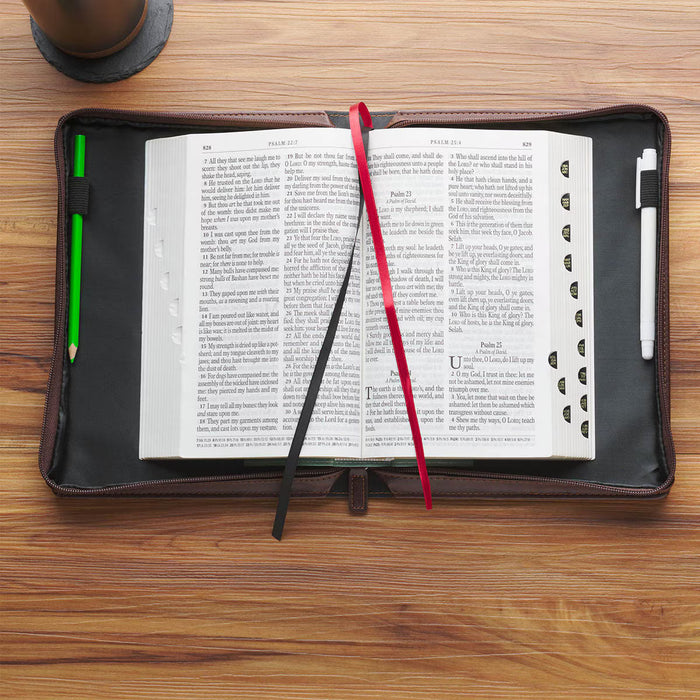 Bible Cover (M) "Faith" Burnt Chestnut Faux Leather