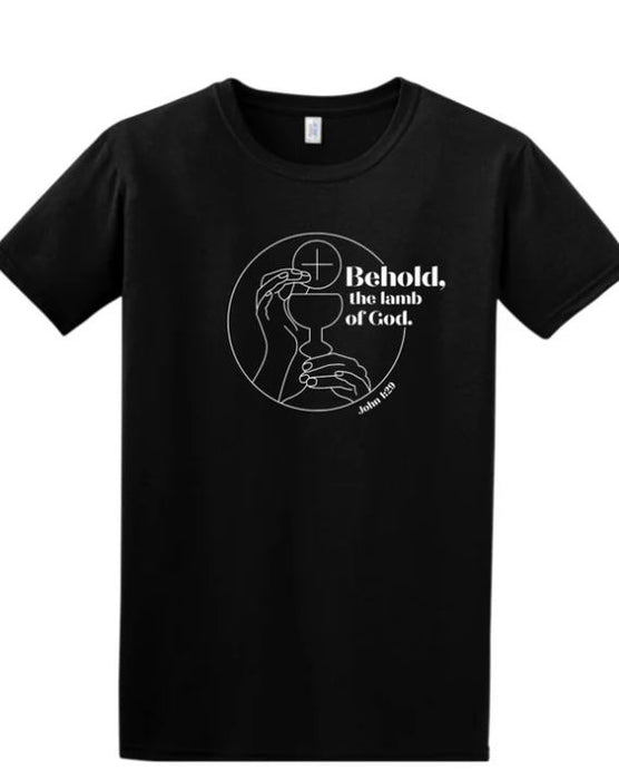 Adult T-shirt "Behold, the Lamb of God" XLarge Black