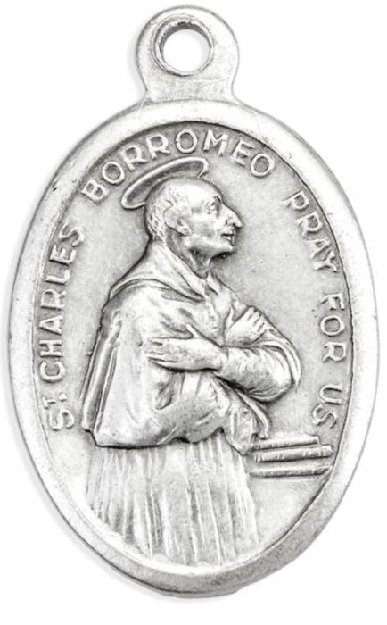 St Charles Borromeo 1" Oxidized Medal