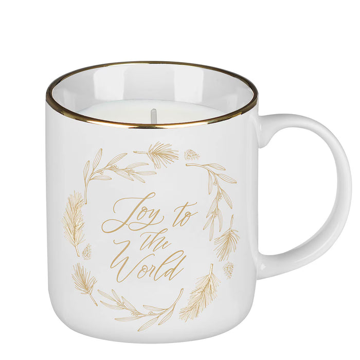 Scented Candle in a Ceramic Mug "Joy to the World"