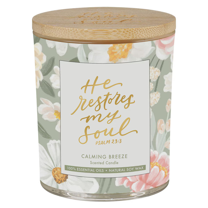 Scented Candle "He Restores My Soul" Calming Breeze