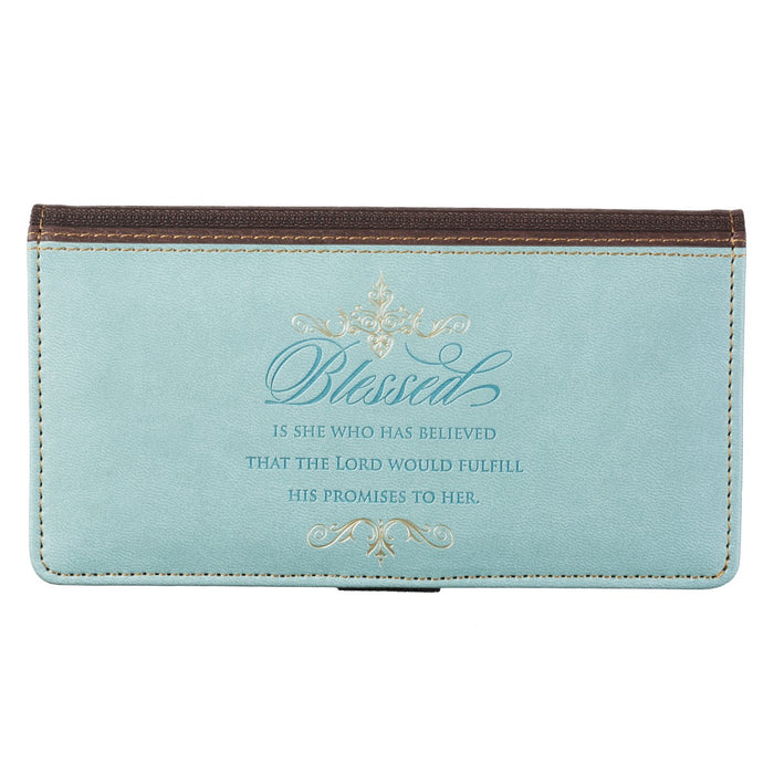 Checkbook Cover "Blessed" Pale Blue
