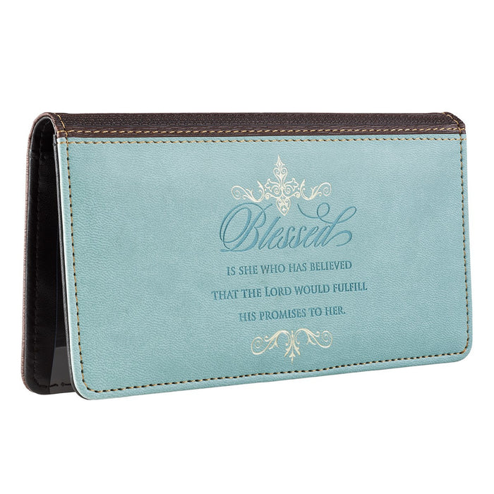 Checkbook Cover "Blessed" Pale Blue