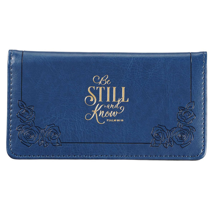 Checkbook Cover "Be Still & Know" Navy Blue