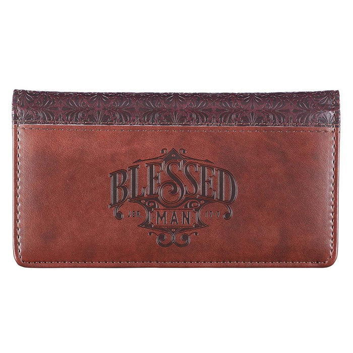Checkbook Cover "Blessed Man" Two-tone Brown